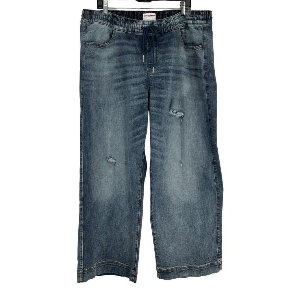 Lane Bryant Wide Leg Distressed Elastic Waist Pullon Jeans Size 18